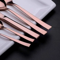 30-Piece Rose Gold 18/8 Stainless Steel Flatware Set Knife Fork Spoon Set (Service for 6) by Velaze -Flatware Sales Store rose gold velaze flatware sets vlz fw d30r 31 1000