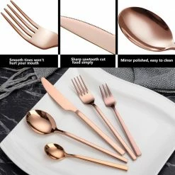 30-Piece 18/8 Rose Gold Flatware Set Stainless Steel Eating Utensils Set Knife Fork Spoon Set (Service for 6) by Velaze 11 30-Piece 18/8 Rose Gold Flatware Set Stainless Steel Eating Utensils Set Knife Fork Spoon Set (Service for 6) by Velaze -Flatware Sales Store rose gold velaze flatware sets vlz fw e30r 1f 1000