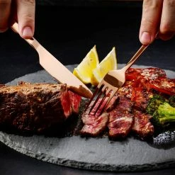 30-Piece 18/8 Rose Gold Flatware Set Stainless Steel Eating Utensils Set Knife Fork Spoon Set (Service for 6) by Velaze 14 30-Piece 18/8 Rose Gold Flatware Set Stainless Steel Eating Utensils Set Knife Fork Spoon Set (Service for 6) by Velaze -Flatware Sales Store rose gold velaze flatware sets vlz fw e30r 76 1000