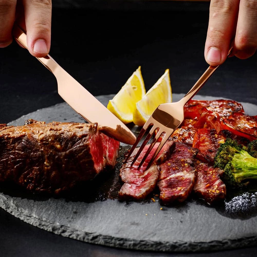 30-Piece 18/8 Rose Gold Flatware Set Stainless Steel Eating Utensils Set Knife Fork Spoon Set (Service for 6) by Velaze 7 30-Piece 18/8 Rose Gold Flatware Set Stainless Steel Eating Utensils Set Knife Fork Spoon Set (Service for 6) by Velaze - Image 7