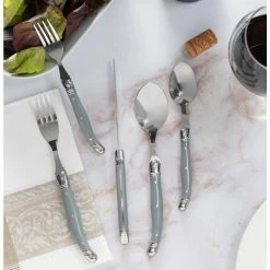 Laguiole 20-Piece Grey Fog Stainless-Steel Flatware Set (Service for 4) by French Home -Flatware Sales Store shades of grey french home flatware sets lg131 1f 1000