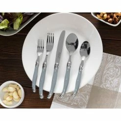 Laguiole 20-Piece Grey Fog Stainless-Steel Flatware Set (Service for 4) by French Home -Flatware Sales Store shades of grey french home flatware sets lg131 44 1000