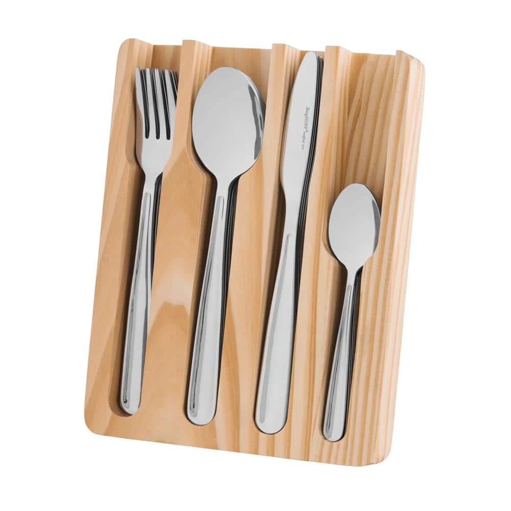 Essentials Sereno 25-Piece 18/0 SS Flatware Set/Wood Drawer Storage Organizer (Service for 6) by BergHOFF 2 Essentials Sereno 25-Piece 18/0 SS Flatware Set/Wood Drawer Storage Organizer (Service for 6) by BergHOFF - Image 2