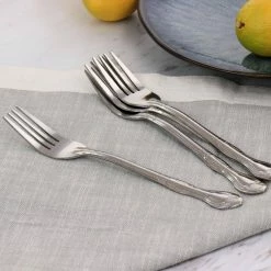 Abbie 4-Piece Stainless Steel Dinner Fork Set by GIBSON HOME -Flatware Sales Store silver flatware sets 985117448m fa 1000