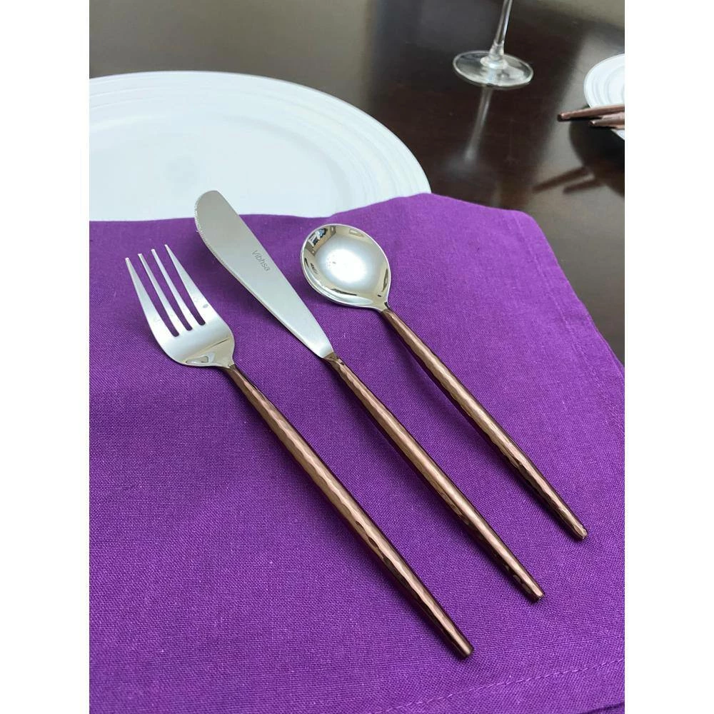 Hammered Stainless Steel 18/0 Flatware 36-Piece Set (Dinner knives, Dinner Forks, Soup Spoons) by Vibhsa 2 Hammered Stainless Steel 18/0 Flatware 36-Piece Set (Dinner knives, Dinner Forks, Soup Spoons) by Vibhsa - Image 2