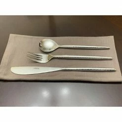 Hammered Stainless Steel Flatware 18-Piece Set (Dinner Knives, Dinner Forks, Soup Spoons) by Vibhsa -Flatware Sales Store silver flatware sets dkdftssilver18 1f 1000