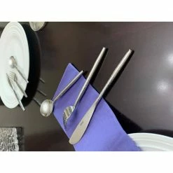 Silver Hammered Stainless Steel Flatware 36-Piece Set (Dinner Knives, Dinner Forks, Soup Spoons) by Vibhsa -Flatware Sales Store silver flatware sets dkdftssilver36 4f 1000