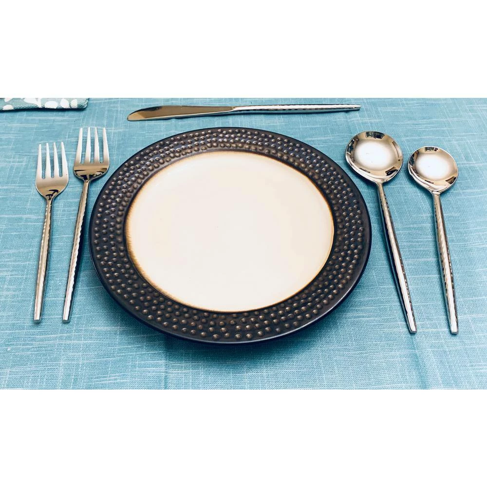 Silver 20-Piece Hammered 18/0 Stainless Steel Flatware Set by Vibhsa 5 Silver 20-Piece Hammered 18/0 Stainless Steel Flatware Set by Vibhsa - Image 5