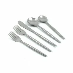 Silver 20-Piece Hammered 18/0 Stainless Steel Flatware Set by Vibhsa