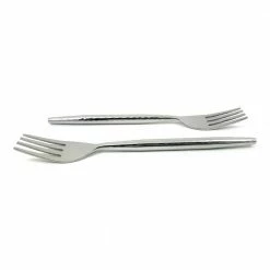 Stainless Steel Dinner Forks Set of 6-Pieces (Hammered, Silver Glossy) by Vibhsa