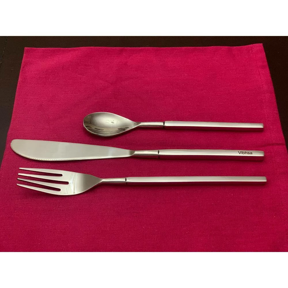 Modern 18-Piece Stainless Steel 18/0 Flatware Set (Dinner Knife, Dinner Fork, Dessert Spoon) by Vibhsa 2 Modern 18-Piece Stainless Steel 18/0 Flatware Set (Dinner Knife, Dinner Fork, Dessert Spoon) by Vibhsa - Image 2