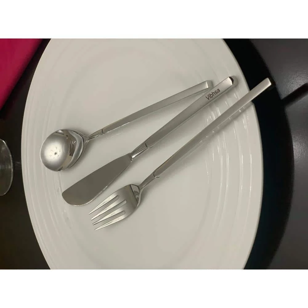 Modern 36-Piece Stainless Steel 18/0 Flatware Set (Dinner Knife, Dinner Fork, Dessert Spoon) by Vibhsa 3 Modern 36-Piece Stainless Steel 18/0 Flatware Set (Dinner Knife, Dinner Fork, Dessert Spoon) by Vibhsa - Image 3