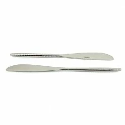 Stainless Steel Dinner Knives Set of 6-Pieces (Hammered, Silver Glossy) by Vibhsa