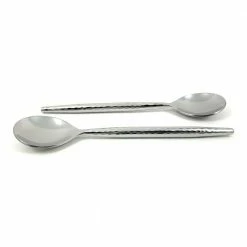 Stainless Steel Tablespoons Set of 6 Piecces (Hammered, Silver Glossy) by Vibhsa