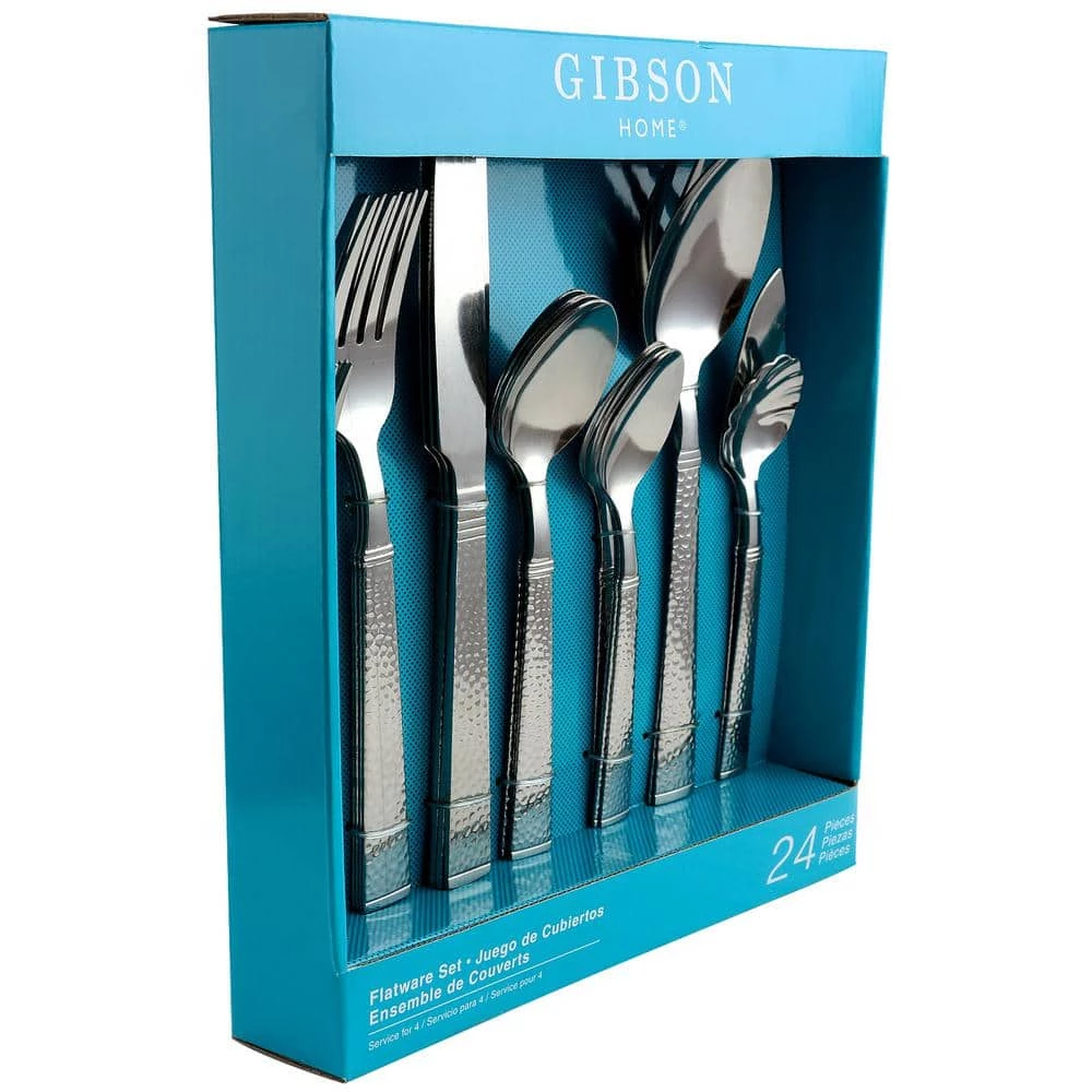 Prato 24-Piece Stainless Steel Flatware Set (Service for 4) by Gibson 1 Prato 24-Piece Stainless Steel Flatware Set (Service for 4) by Gibson