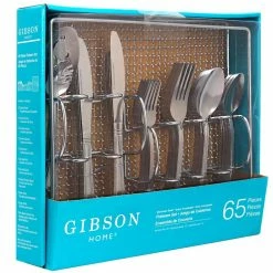 Bay 65 Piece Silver Stainless Steel Flatware Set with Wire Caddie (Service for 8) by Gibson