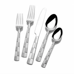Flatware Sales Store 10 Checkered Frost 20-Piece 18/0 Stainless Steel Flatware Set (Service for 4) by International Silver