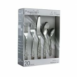 La Vague 20-Piece Silver Stainless Steel Flatware Set (Service for 4) by MegaChef