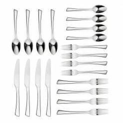 Clara 20 Piece Silver 18/0 Stainless Steel Flatware Set, Service for 4 by ORNATIVE -Flatware Sales Store silver ornative flatware sets 10820slr1 1f 1000