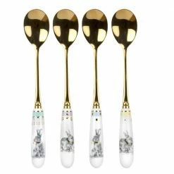 4-Piece Meadow Lane Porcelain and Stainless Steel Teaspoon Set by SPODE