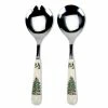 Christmas Tree 2-Piece Stainless Steel Salad Servers with White Ceramic Handle by Spode
