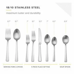 50-Piece 18/10 Stainless Steel Flatware Set (Service for 8) by TABLE 12 -Flatware Sales Store stainless steel flatware sets tf50s70t 44 1000
