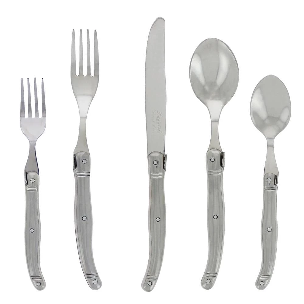 Laguiole 20-Piece Stainless-Steel Flatware Set, Stainless Steel Handles (Service for 4) by French Home 1 Laguiole 20-Piece Stainless-Steel Flatware Set, Stainless Steel Handles (Service for 4) by French Home