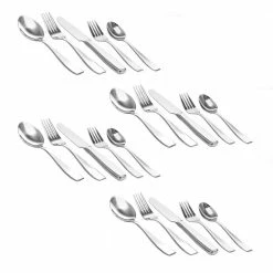 Castleford 20-Peice Mirror Polish Flatware Set (Service for 4) by Gibson -Flatware Sales Store stainless steel gibson flatware sets 985100041m 4f 1000