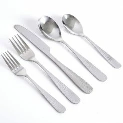 Hammered 46-Piece Stainless Steel Flatware Set (Service for 8) by Gibson Home -Flatware Sales Store stainless steel gibson home flatware sets 985100059m 1f 1000