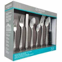 Wilmington Plus 55-Piece Flatware Set (Service for 8) by Gibson Home -Flatware Sales Store stainless steel gibson home flatware sets 98597255m fa 1000