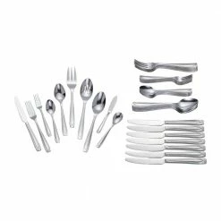 Lora 45-Piece Stainless Steel Flatware Set (Service for 8) by Home Decorators Collection -Flatware Sales Store stainless steel home decorators collection flatware sets ks0991 45p 1d 1000