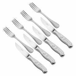 8-Piece Stainless Steel forged Engraved Steak Knife and Dinner fork Set by Tramontina