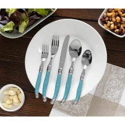 French Home Laguiole 20-Piece Aegean Teal Stainless Steel Flatware Set (Service for 4) by Unbranded 10 French Home Laguiole 20-Piece Aegean Teal Stainless Steel Flatware Set (Service for 4) by Unbranded -Flatware Sales Store teal flatware sets lg132 1f 1000