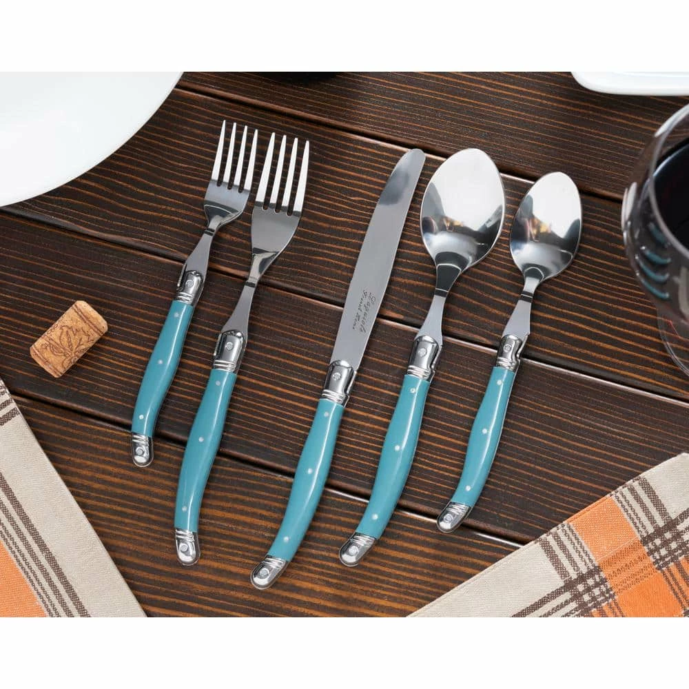 French Home Laguiole 20-Piece Aegean Teal Stainless Steel Flatware Set (Service for 4) by Unbranded 5 French Home Laguiole 20-Piece Aegean Teal Stainless Steel Flatware Set (Service for 4) by Unbranded - Image 5