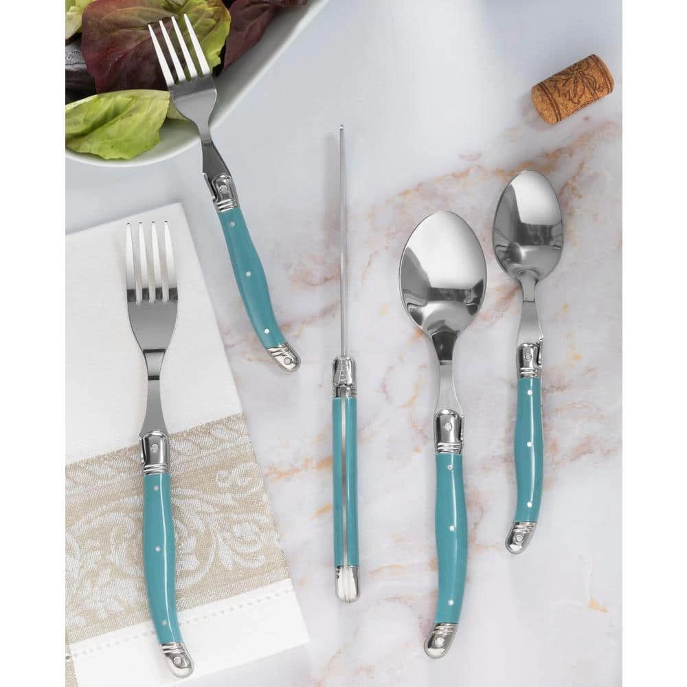 French Home Laguiole 20-Piece Aegean Teal Stainless Steel Flatware Set (Service for 4) by Unbranded 3 French Home Laguiole 20-Piece Aegean Teal Stainless Steel Flatware Set (Service for 4) by Unbranded - Image 3
