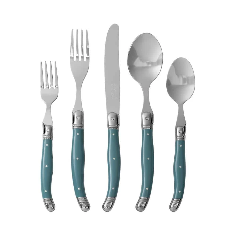 French Home Laguiole 20-Piece Aegean Teal Stainless Steel Flatware Set (Service for 4) by Unbranded 1 French Home Laguiole 20-Piece Aegean Teal Stainless Steel Flatware Set (Service for 4) by Unbranded