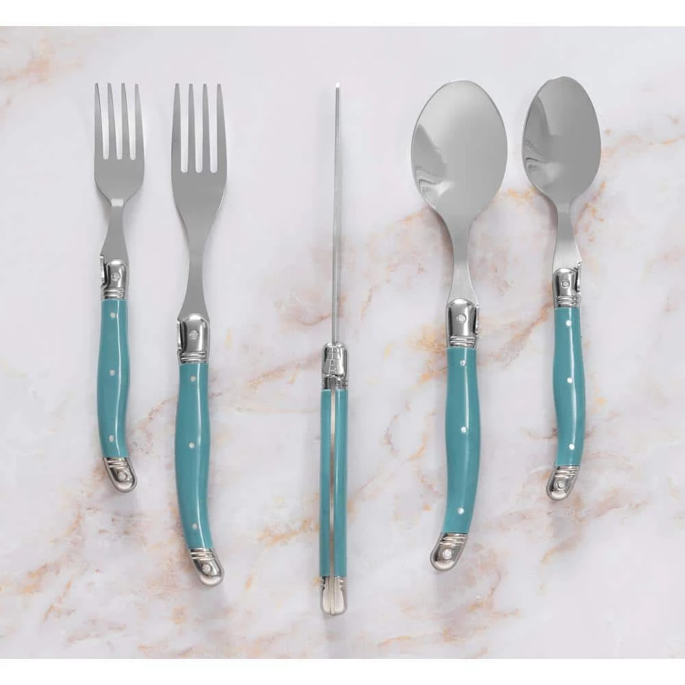 French Home Laguiole 20-Piece Aegean Teal Stainless Steel Flatware Set (Service for 4) by Unbranded 6 French Home Laguiole 20-Piece Aegean Teal Stainless Steel Flatware Set (Service for 4) by Unbranded - Image 6
