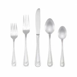 Marina Monogrammed Letter W 46-Piece Silver Stainless Steel Flatware Set (Service for 8) by RiverRidge Home