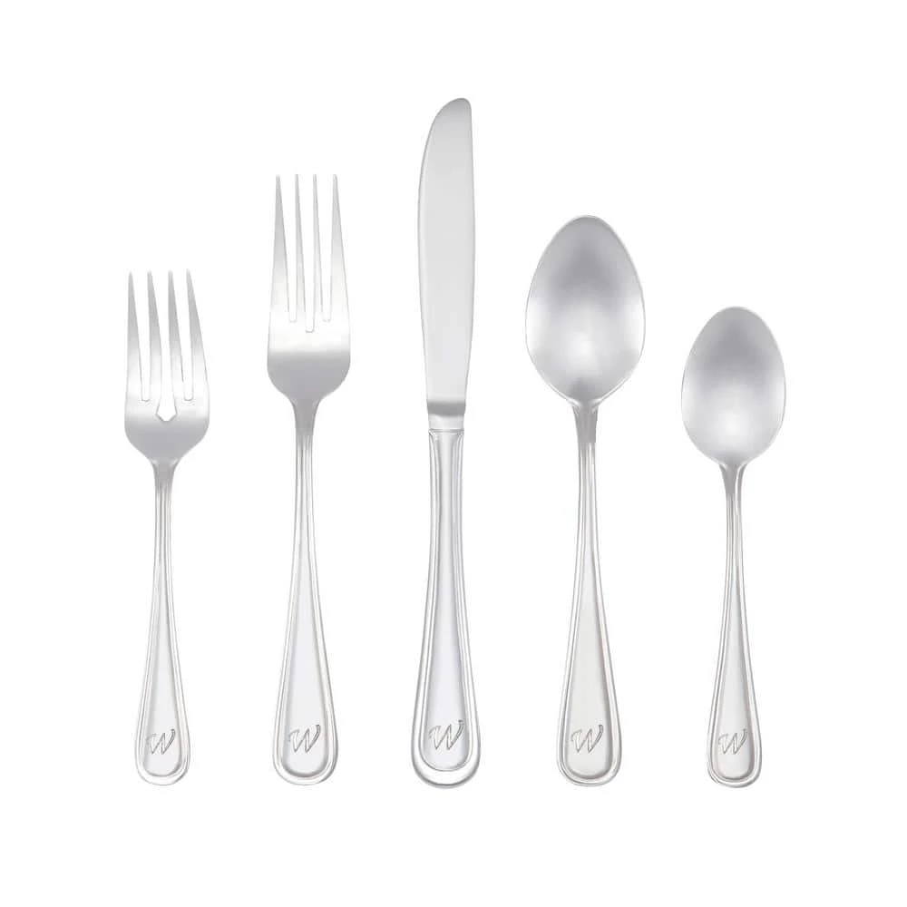 Marina Monogrammed Letter W 46-Piece Silver Stainless Steel Flatware Set (Service for 8) by RiverRidge Home 1 Marina Monogrammed Letter W 46-Piece Silver Stainless Steel Flatware Set (Service for 8) by RiverRidge Home