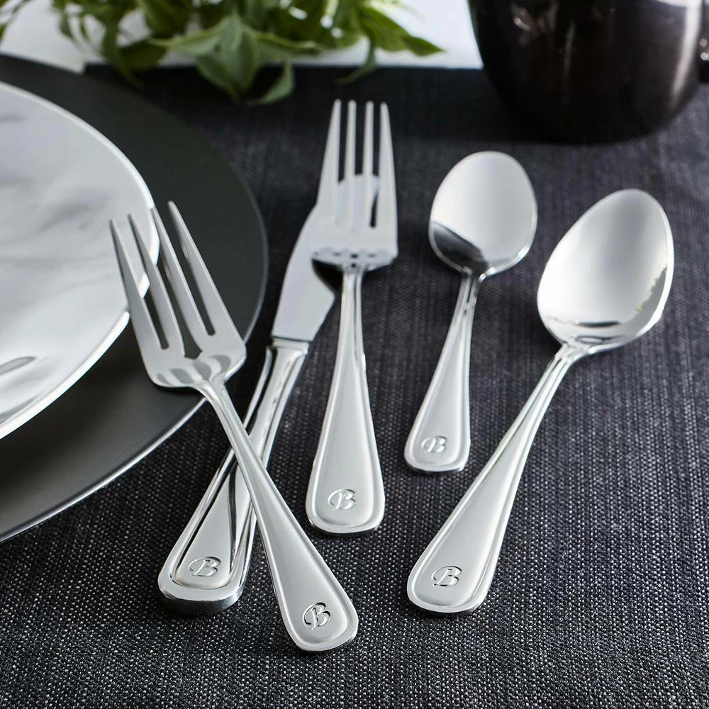 Marina Monogrammed Letter W 46-Piece Silver Stainless Steel Flatware Set (Service for 8) by RiverRidge Home 2 Marina Monogrammed Letter W 46-Piece Silver Stainless Steel Flatware Set (Service for 8) by RiverRidge Home - Image 2