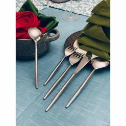 Stainless Steel Flatware Set of 5-Pieces (Hammered, Silver Glossy) by Vibhsa 6 Stainless Steel Flatware Set of 5-Pieces (Hammered, Silver Glossy) by Vibhsa -Flatware Sales Store white flatware sets flatwaresilver5 4f 1000