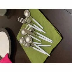 White Flatware Set 5-Piece Place Setting (Hammered Mouth) by Vibhsa -Flatware Sales Store white flatware sets gt702 44 1000