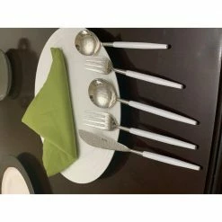 White Flatware Set 5-Piece Place Setting (Hammered Mouth) by Vibhsa -Flatware Sales Store white flatware sets gt702 4f 1000